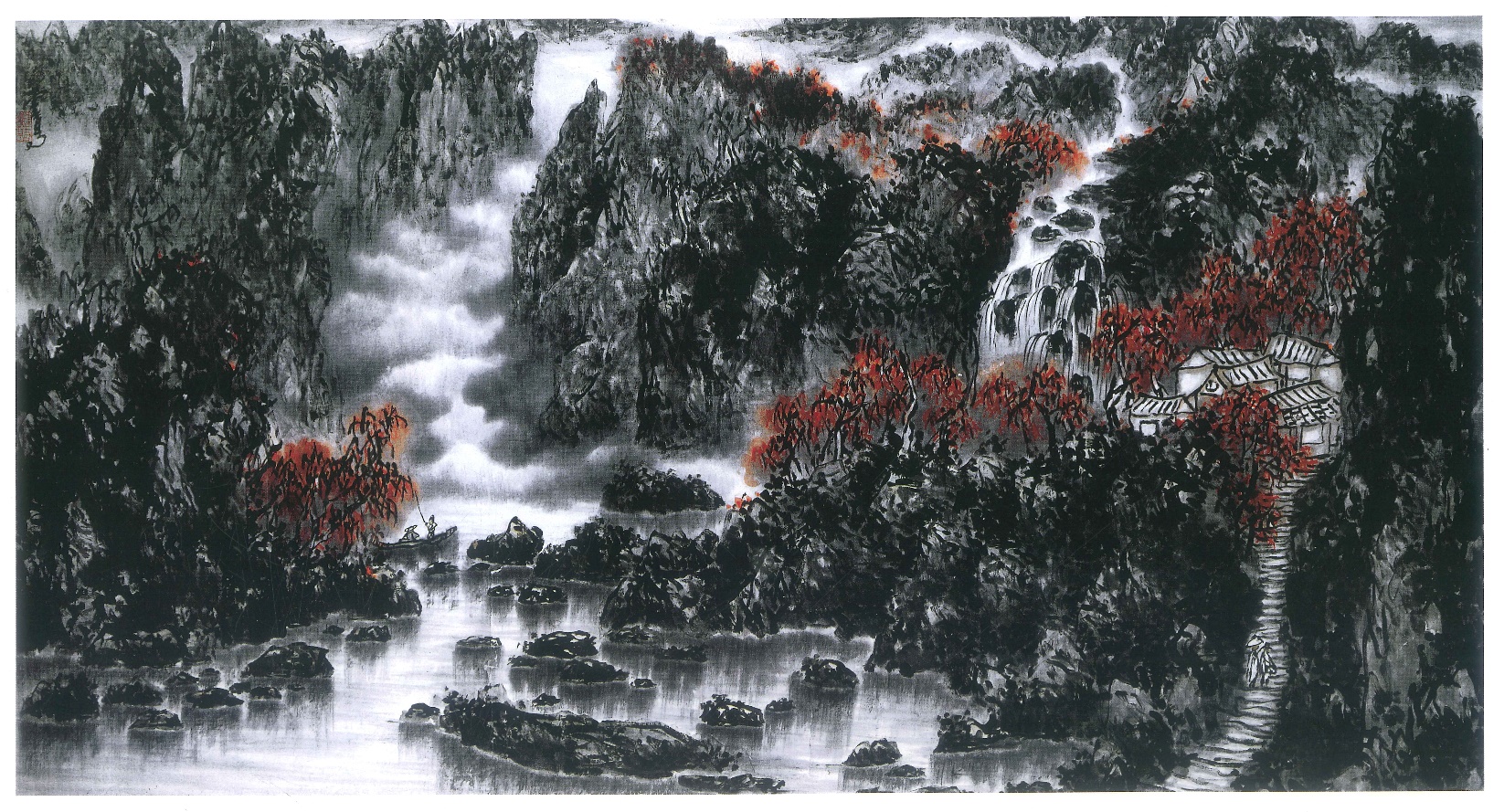 H.H.第三世多杰羌佛工巧明之 水墨画 欣赏-图片11