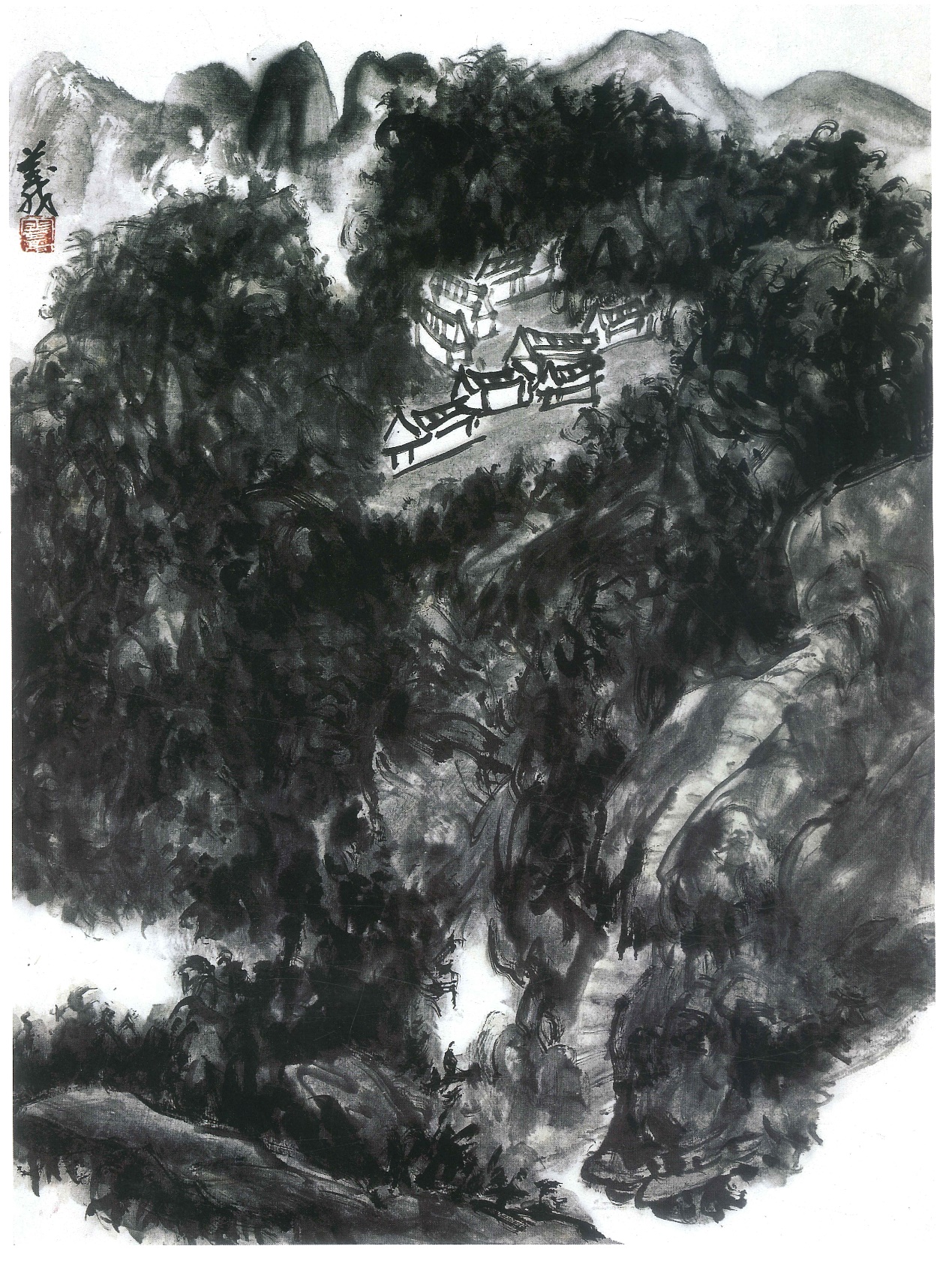 H.H.第三世多杰羌佛工巧明之 水墨画 欣赏-图片19